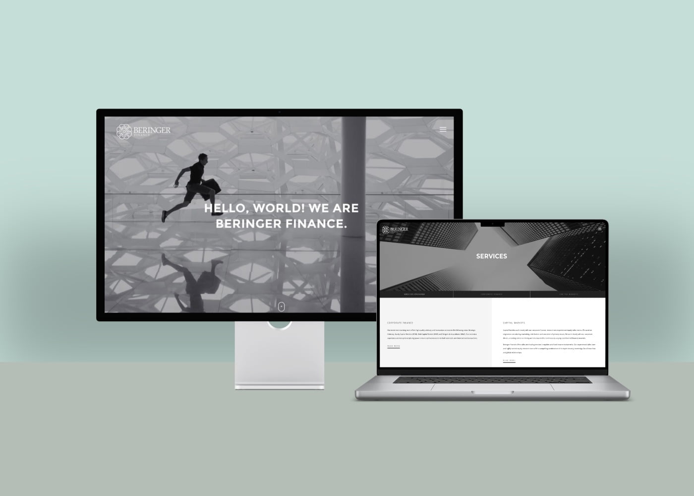 Hemsida åt investmentbanken Beringer Finance som blev uppköpt av Bryan, Garnier & Co.